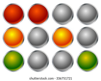 Set of traffic lights, traffic lamps in sequence