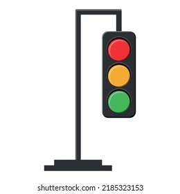 Set of traffic lights with red, yellow and green signals