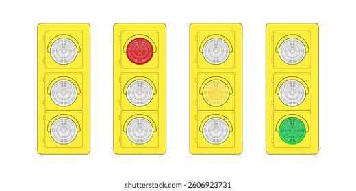 Set of traffic lights that glow in different colors vector image isolated on white background