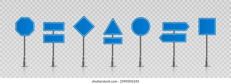 Set of traffic road realistic signs. Signage, warning sign stop danger caution speed highway, street board.