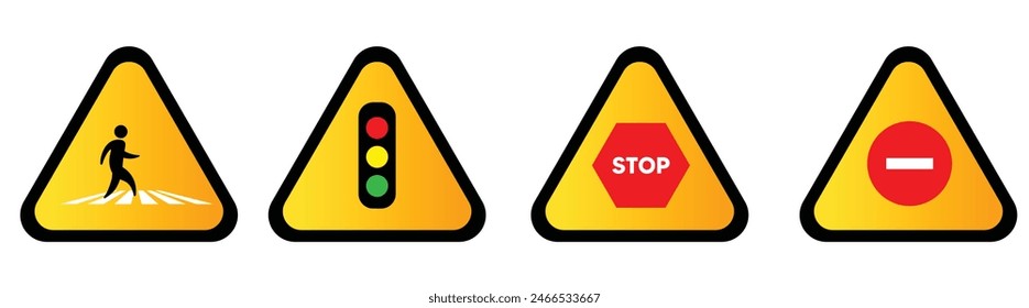 set of Traffic Sign on white isolated vector illustration