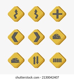Conjunto de señales de tráfico parte 2 sobre un fondo blanco. Ilustración vectorial plana
