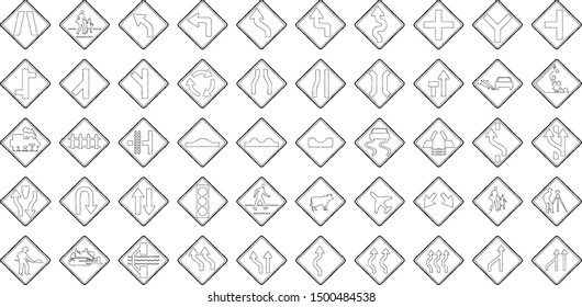 Set of Traffic Sign Vector Hand Drawn Illustration Cartoon Art