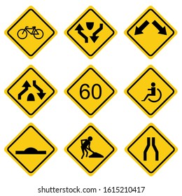 Set traffic sign. vector illustration. logo symbol design is flat isolated on a white background. Concepts for transportation and car drivers.