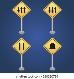 a set of traffic signals on a blue background