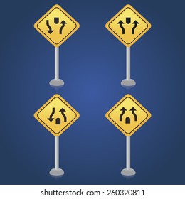 a set of traffic signals on a blue background