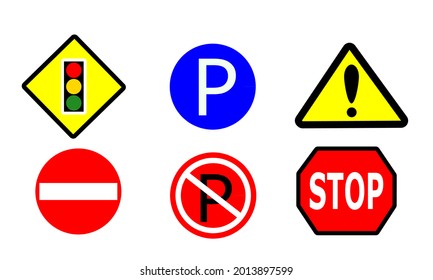 Set of traffic signs . Isolated on white background.  vector illustration. 

