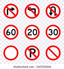 Set Traffic Signs Prohibiting Restricting Speed Stock Vector (Royalty ...