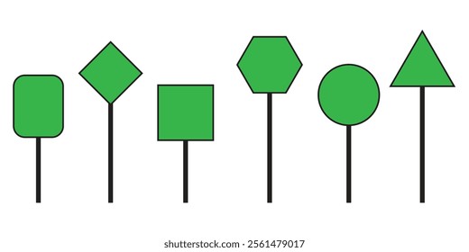 Set of traffic signs. Road board text panel, mockup signage direction of highway, city, signpost, location, street arrow, way set is presented. 333