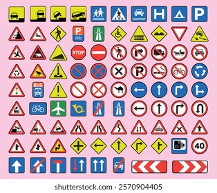 Set of traffic signs, vector collection