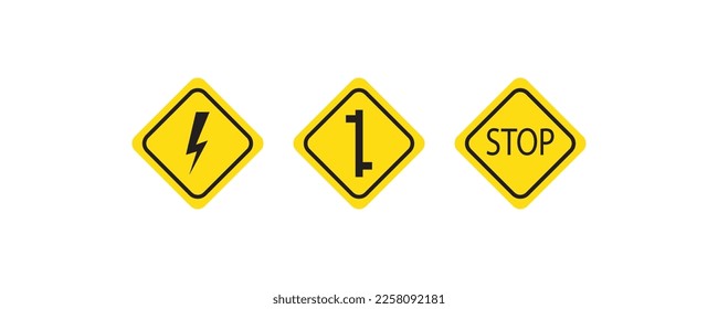 conjunto de señales de tráfico, vector, icono de ilustración de color amarillo y negro