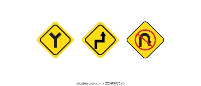 conjunto de señales de tráfico, vector, icono de ilustración de color amarillo y negro