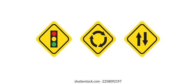 conjunto de señales de tráfico, vector, icono de ilustración de color amarillo y negro
