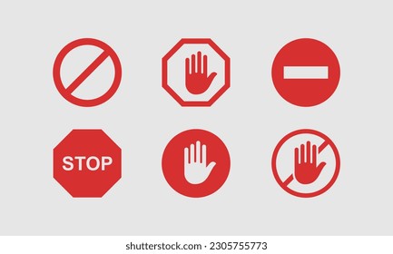 set of trafic stop icon vector