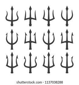 Set traident icon silhouette vector image eps 10