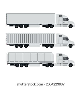 set of trailers moving containers