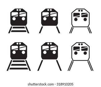 Set of train icon in silhouette style