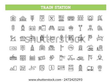 Set of train station Icons