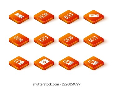 Set Train ticket, Cover book travel guide, Ticket, Online translator, Museum, and hotel booking icon. Vector