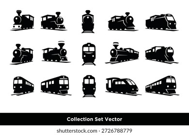 Conjunto de siluetas de transporte de tren aislado icono de logotipo de Vector