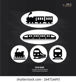 Set of train vector on chalkboard .Transport icons,transportation. vector illustration 