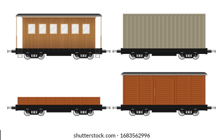 Set of train wagons vector illustration isolated on white background