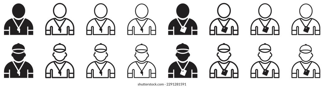 Conjunto de iconos de entrenador. Entrenador personal o solamente un entrenador. Símbolo de entrenador. Vector.