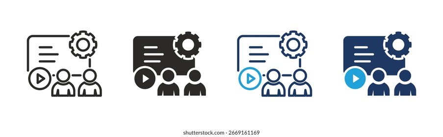 Conjunto de colección de icono de entrenamiento en estilo múltiple. Icono conveniente para el Web y la aplicación móvil