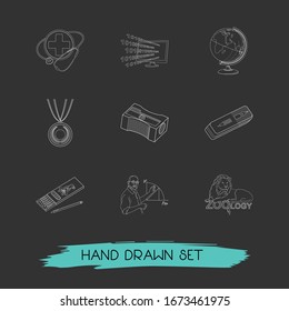 Set of training icons line style symbols with informatics, zoology, globe and other icons for your web mobile app logo design.