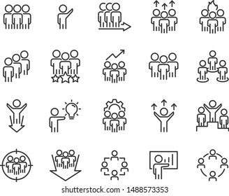 set of training icons, meeting, study, video conference