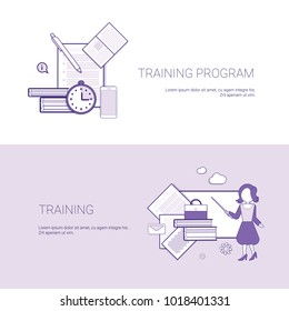 Set of Training Program Banners Business Concept Template Background With Copy Space Vector Illustration