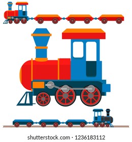 Set of trains. Icon of a children's toy. flat vector illustration isolate on a white background.