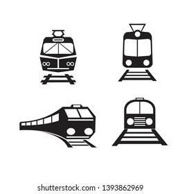 Set of trains isolated vector icons