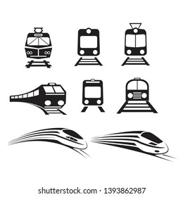 Set of trains isolated vector icons