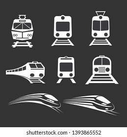 Set of trains isolated vector icons