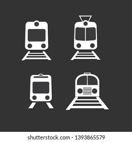 Set of trains isolated vector icons