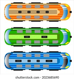 Conjunto de trenes, multicolor, ilustración vectorial Eps 10, estilo plano