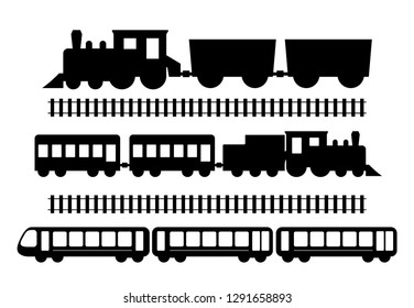 Set of trains, vector illustration isolated on white