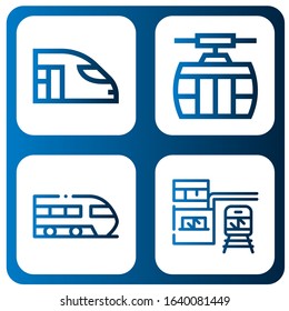 Set of tram icons. Such as High speed train, Cable car, Train, Train station , tram icons