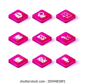 Set Tram and railway, Gps device with map, Train, Laptop call taxi service, Car, Hand,  and Location bus icon. Vector