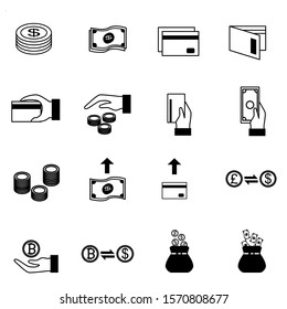 Set of transaction icons for web and apps use