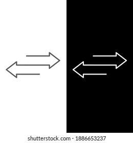 Set of Transfer arrows outline icon. linear style sign for mobile concept and web design. Left right arrows simple line vector icon. Symbol, logo illustration.