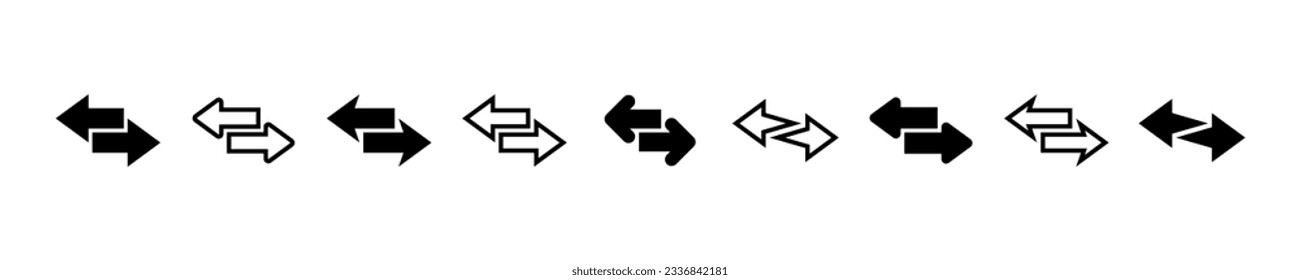 Conjunto de iconos vectoriales de flechas de transferencia. Cambiar, intercambiar, intercambiar símbolo. Doble flechas.