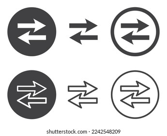 Set von Transfersymbonen. Pfeilübertragungs-Symbol. Exchange, Pfeil nach links und rechts.