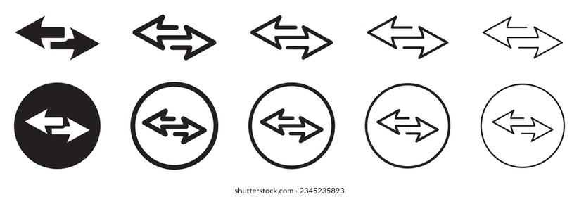 Set of transfer icons. Arrows transfer symbol. Exchange, arrow to left and right.
