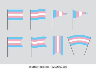 Set of Transgender flags. LGBTQI concept. Flat vector illustration.