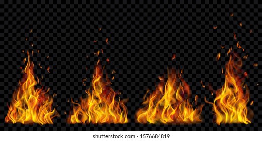 Translucent Fire Flames Sparks Horizontal Repetition Stock Vector ...