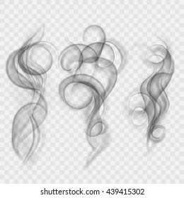 Set Of Translucent Gray Smoke. Transparency Only In Vector File