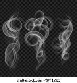 Set of translucent gray smoke. Transparency only in vector file
