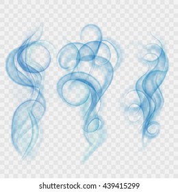 Set Of Translucent Light Blue Smoke. Transparency Only In Vector File